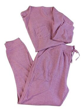 Little Starlet Women's Jogger Set Size L Pink 2 Piece Set Lounge Pajamas Long Sl